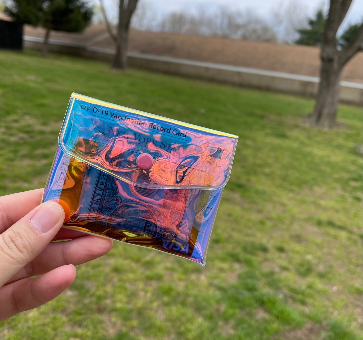 Holographic Card Holder Mini Holo Wallet Coin Purse Etsy