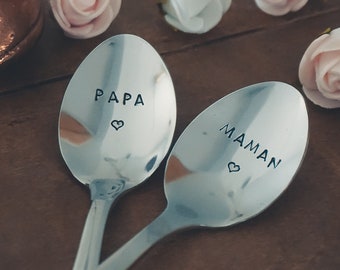 Cuillère gravée papa maman <3