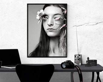 Dead Girl Flower Digital Painting Print