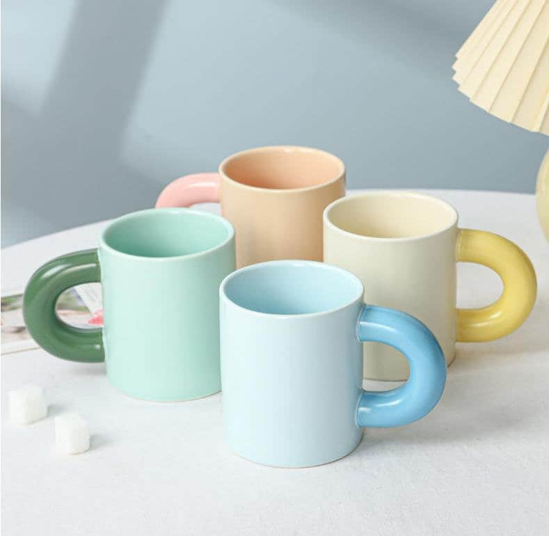 Nordic Style Ceramic Mugs With Triangular Handles – Terra Powders