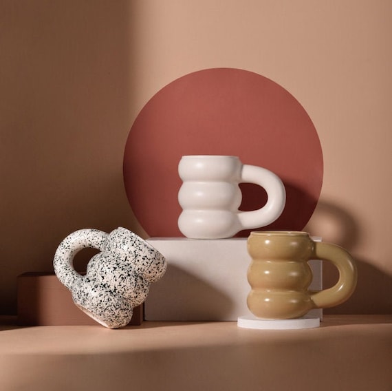 Cream Ceramic Mug With Handle Ceramic Coffee Mug With Cream Etsy