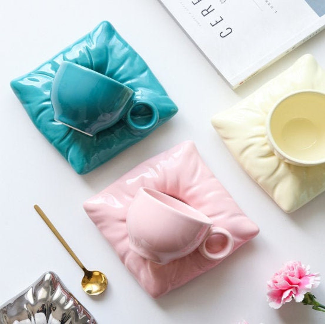 Ceramic Pillow Mug Colorful Cushiony Mugs Designer Pillow Mugs Pastel