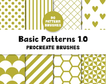 Basic Patterns 1.0 Procreate Pinsel | 90 Nahtlose Muster Pinsel (Digitaler Download)