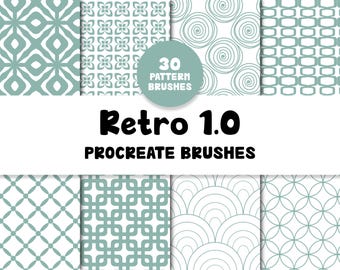 Retro 1.0 Procreate Brushes | 30 Seamless Pattern Brushes (Digital Download)