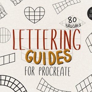 Procreate Lettering Guides | Lettering Grids for Procreate | 80 lettering brushes included