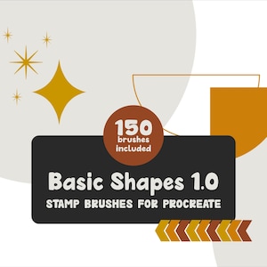 Pinceles para sellos Procreate Basic Shapes 1.0 / 150 sellos geométricos (descarga digital)