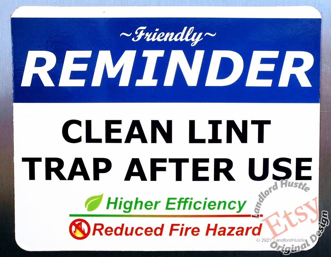 Laundry Magnet Combo Pack - Clean Lint Trap and Do Not Overload Washer ...