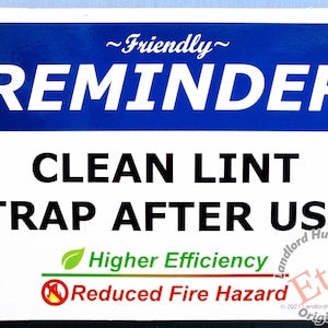Laundry Magnet Combo Pack - Clean Lint Trap and Do Not Overload Washer ...