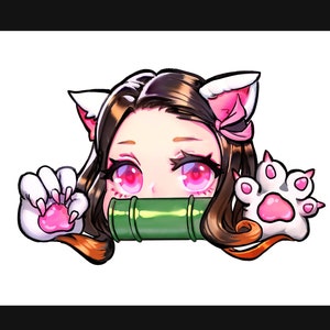 Handmade Original Anime Manga Art Sticker - Demon Anime Kawaii Cat Ears Girl Sticker Car Peeker