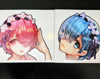 Handmade Original Anime Manga Art Sticker - Re:Zero Car Slap Rem Car Decal Ram Sticker