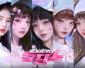 NEW JEANS: K-pop Fanart Series - Group fanart poster 11x17"