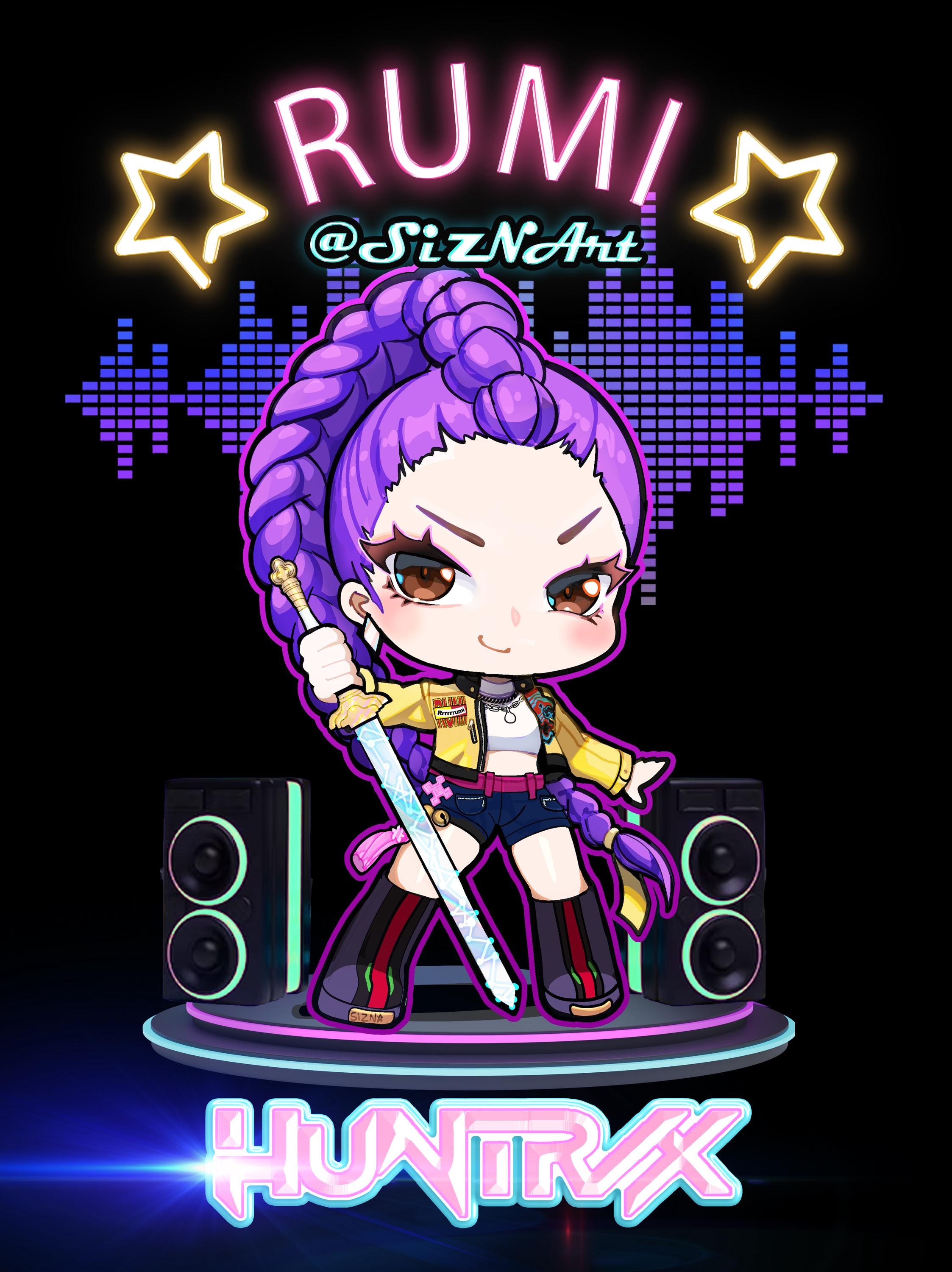 Kpop デーモンハンター ミラ ゾーイ ルミ ファンアートプリント