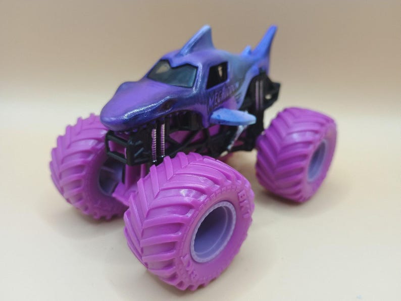 Monster Jam Megalodon 1:64 Diecast Custom Dyed Purple Blue Ombre Spin Master image 1