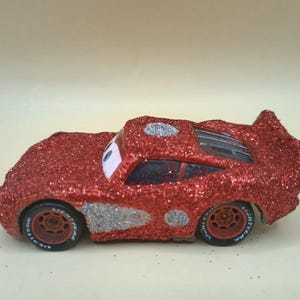 Custom Glitter Lightning McQueen 1:55 Diecast Car Disney Pixar Cars Handmade image 2
