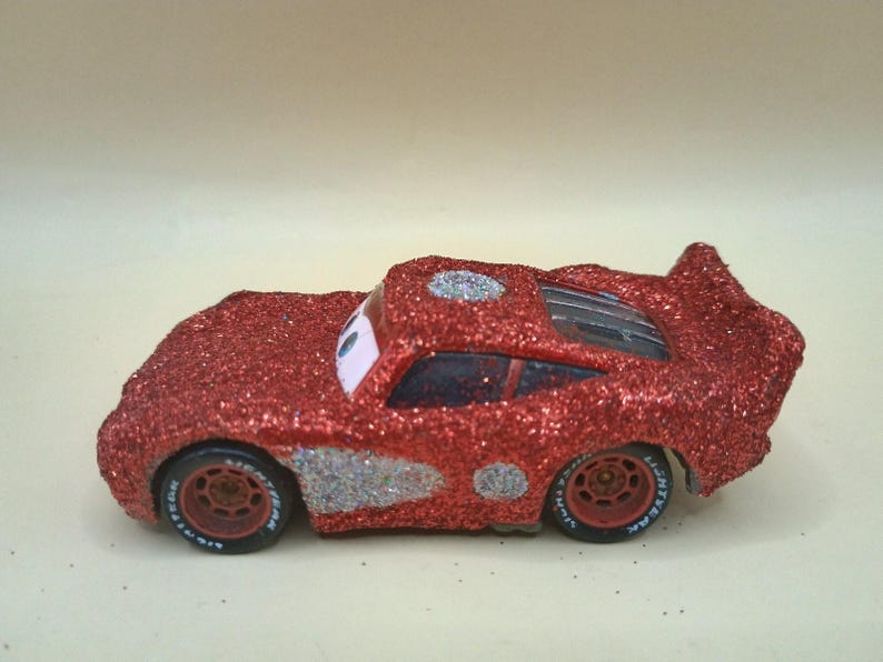 Custom Glitter Lightning McQueen 1:55 Diecast Car Disney Pixar Cars Handmade image 2