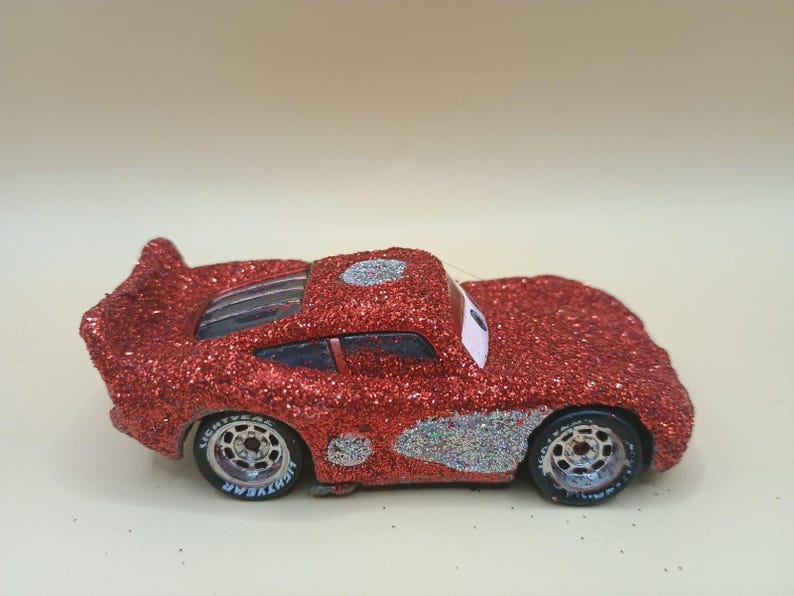 Custom Glitter Lightning McQueen 1:55 Diecast Car Disney Pixar Cars Handmade image 3