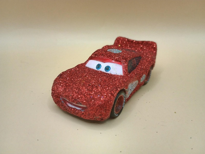 Custom Glitter Lightning McQueen 1:55 Diecast Car Disney Pixar Cars Handmade image 1