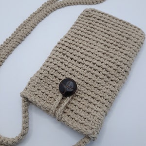 Crossbody Cell Phone Purse, Handmade Mini Cell Phone Bag, Crochet Shoulder Mini Bag, Youth Mobile Phone Bag, Cell Phone Pouch, Mother's Day Jute