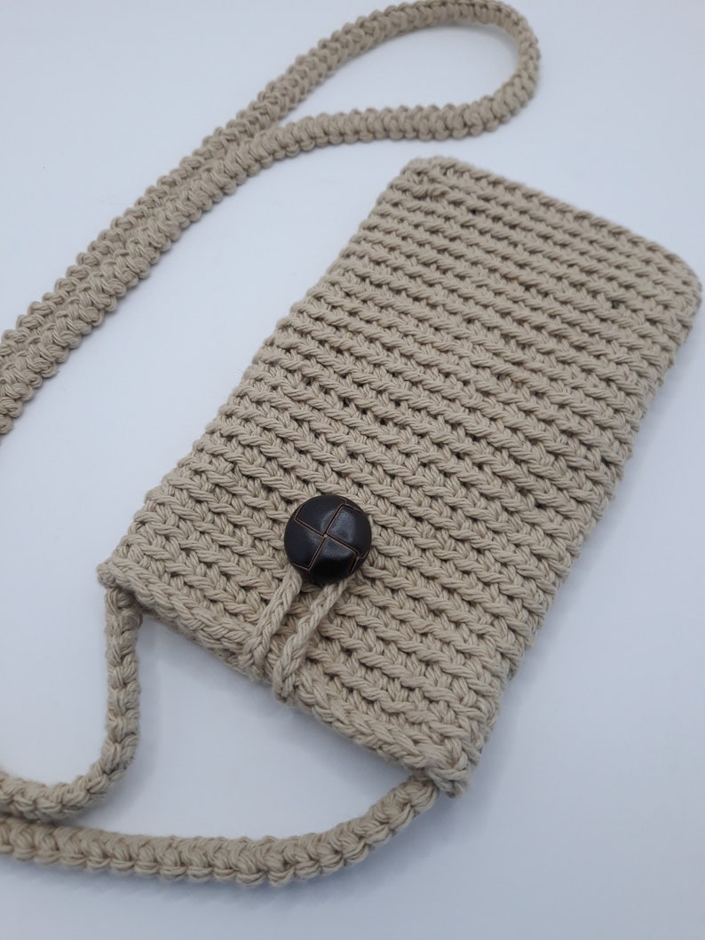 Crossbody Cell Phone Purse, Handmade Mini Cell Phone Bag, Crochet Shoulder Mini Bag, Youth Mobile Phone Bag, Cell Phone Pouch, Mother's Day Jute