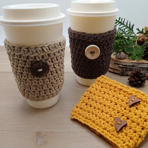 Handmade Crochet Coffee Cup Cozy, Hot Drink Cup Sleeve, Iced Coffee Cozy, Reusable Drink Sleeve, Cotton Tea Cup Holder, Coffee Theme Basket