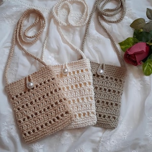 Mini sac à bandoulière pour femme fait main, petit sac à main formel, sac bandoulière d'été au crochet, sac à main pour fête de mariage, sac pour téléphone en filet doublé, cadeau pour maman