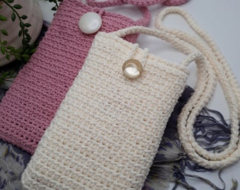 Crossbody Cell Phone Purse, Handmade Mini Cell Phone Bag, Crochet Shoulder Mini Bag, Youth Mobile Phone Bag, Cell Phone Pouch, Mother's Day