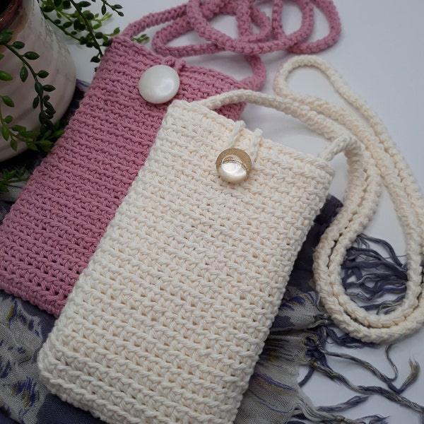 Crossbody Cell Phone Purse, Handmade Mini Cell Phone Bag, Crochet Shoulder Mini Bag, Youth Mobile Phone Bag, Cell Phone Pouch, Mother's Day