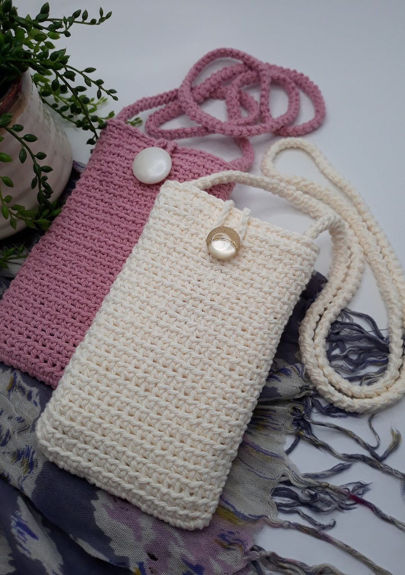 Crossbody Cell Phone Purse, Handmade Mini Cell Phone Bag, Crochet Shoulder Mini Bag, Youth Mobile Phone Bag, Cell Phone Pouch, Mother's Day image 1