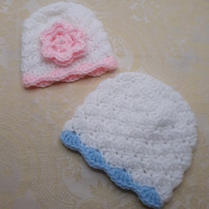 White Baby Hat With Flower, Preemie Baby Girl Hat Crochet, Baby Hospital Cap, Crochet Baby Beanie with Flower, Newborn Soft Hat,Newborn Gift image 9
