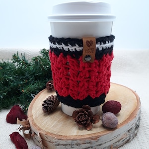 Reusable Hot Drink Cozy, Cold Brew Coffee Cup Sleeve, Crochet Tea Cup Cozy, Hot Mug Cozy, Hot Drink Sleeve, Coffee Gift, Mothers Day Gift Fun Red