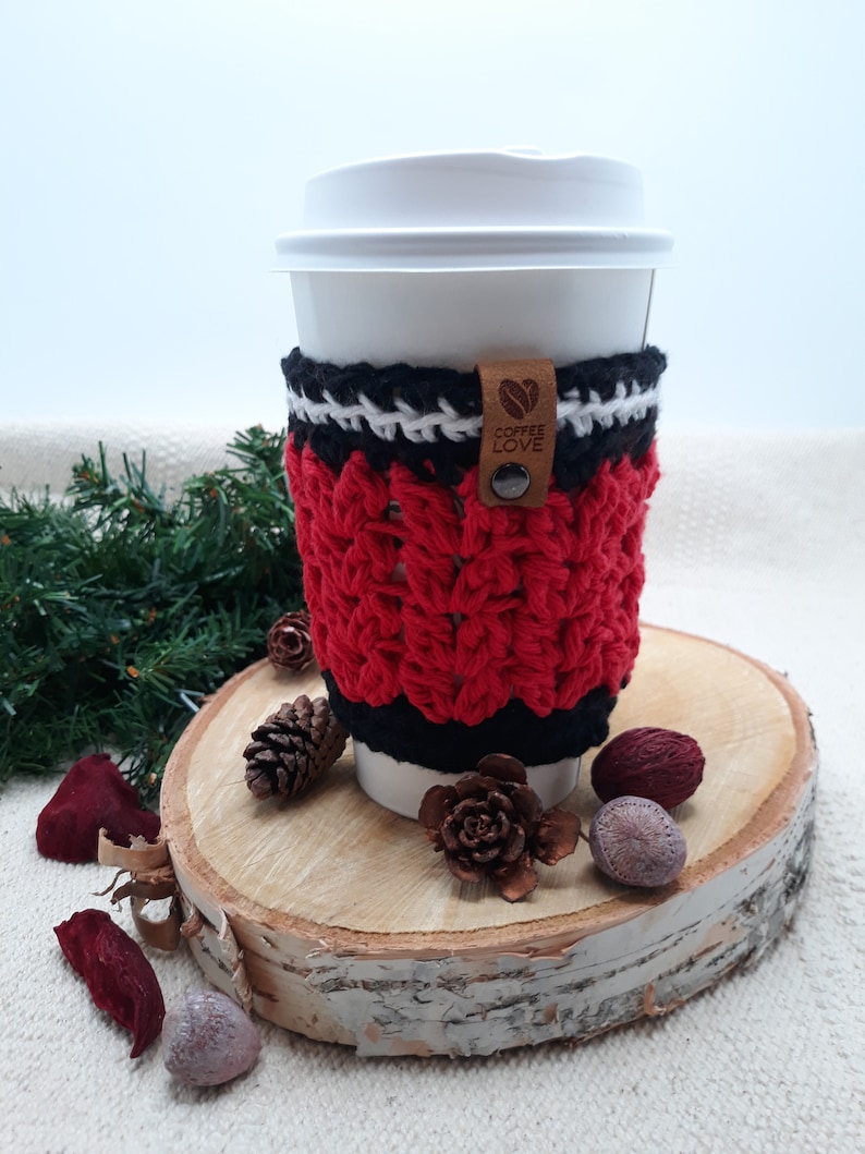 Reusable Hot Drink Cozy, Cold Brew Coffee Cup Sleeve, Crochet Tea Cup Cozy, Hot Mug Cozy, Hot Drink Sleeve, Coffee Gift, Mothers Day Gift Fun Red