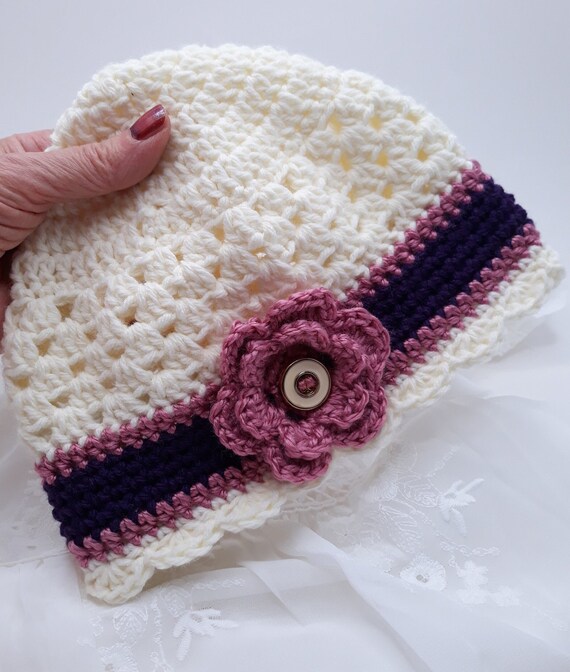 Handmade Toddler Hat With Flower Detail, Boho Girl Spring  display picture 1