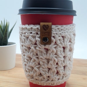 Reusable Hot Drink Cozy, Cold Brew Coffee Cup Sleeve, Crochet Tea Cup Cozy, Hot Mug Cozy, Hot Drink Sleeve, Coffee Gift, Mothers Day Gift Off-White