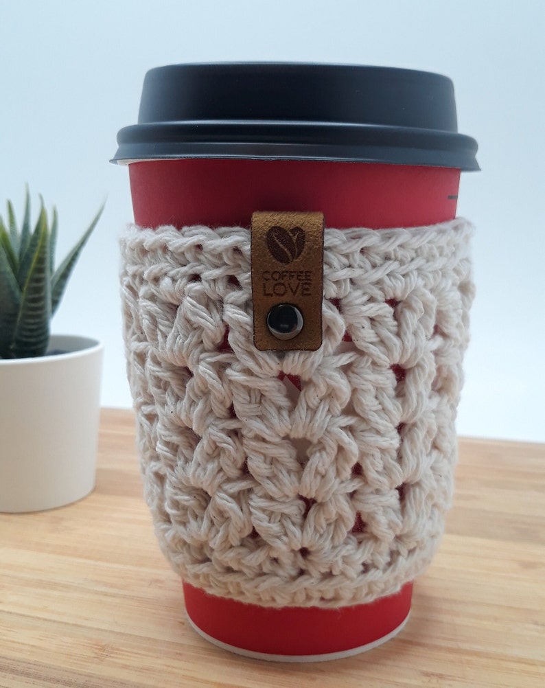 Reusable Hot Drink Cozy, Cold Brew Coffee Cup Sleeve, Crochet Tea Cup Cozy, Hot Mug Cozy, Hot Drink Sleeve, Coffee Gift, Mothers Day Gift Off-White