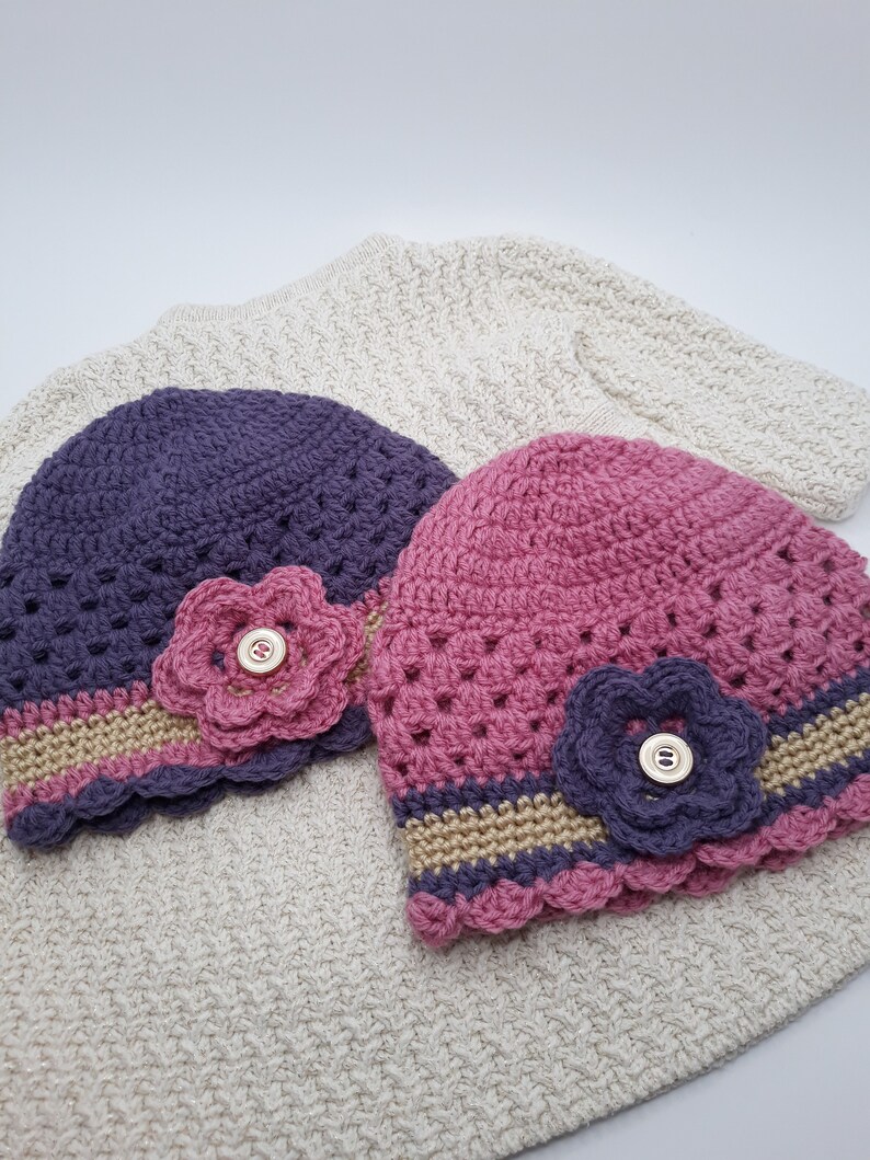 Flower Beanie Hat for Girl, Crochet Winter Beanie for Young Girl, Child & Baby Winter Hat, Fall Beanie Hat for Toddler, Gift for Grandchild image 6