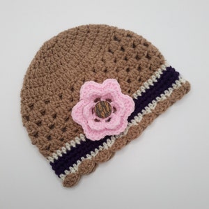 Flower Beanie Hat for Girl, Crochet Winter Beanie for Young Girl, Child & Baby Winter Hat, Fall Beanie Hat for Toddler, Gift for Grandchild image 4