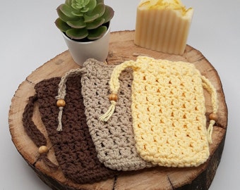 Handmade Soap Saver Pouch, Crochet Soap Saver Bag, Drawstring Soap Holder, Shower Soap Saver Cozy, Soap Sack, Spa Wellness Gift,Gift for Her