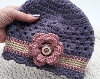 Sombrero de gorro de flores para niña, gorro de invierno de ganchillo para niña, sombrero de invierno para niños y bebés, sombrero de gorro de otoño para niños pequeños, regalo para nietos