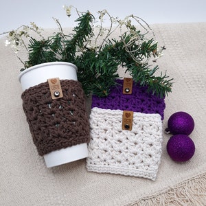 Reusable Hot Drink Cozy, Cold Brew Coffee Cup Sleeve, Crochet Tea Cup Cozy, Hot Mug Cozy, Hot Drink Sleeve, Coffee Gift, Mothers Day Gift Brown