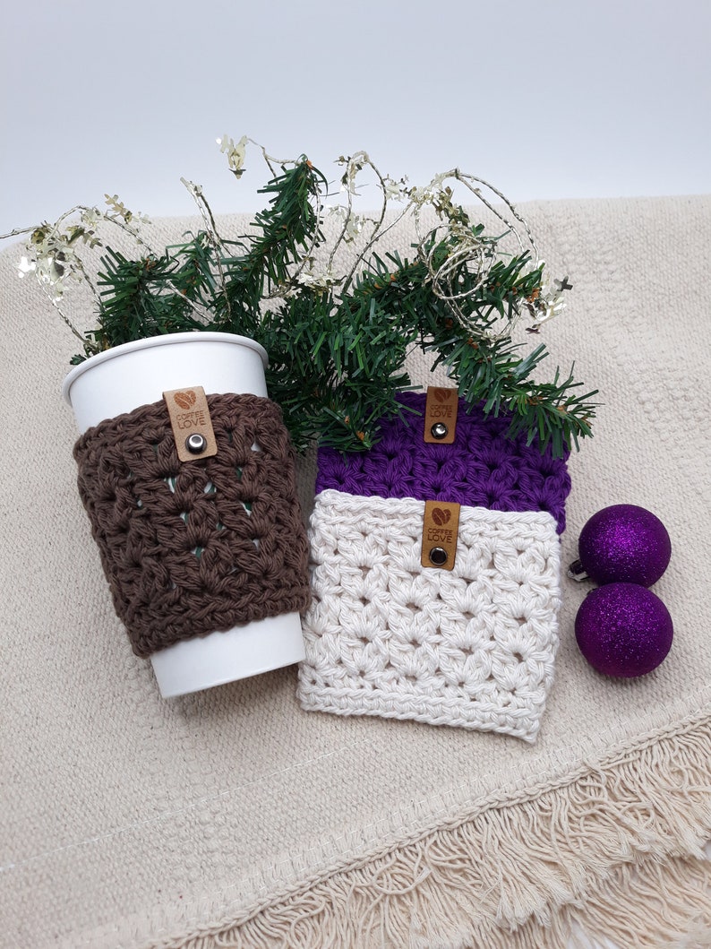 Reusable Hot Drink Cozy, Cold Brew Coffee Cup Sleeve, Crochet Tea Cup Cozy, Hot Mug Cozy, Hot Drink Sleeve, Coffee Gift, Mothers Day Gift Brown