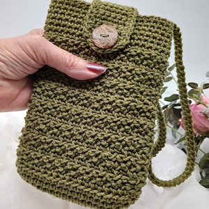 Mini sac à main bandoulière au crochet, sac à main bandoulière doublé en coton, sac à main porté épaule pour téléphone portable, sac à main bandoulière au crochet fait main, cadeau pour maman