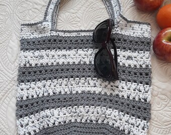 Handmade Ladies Market Purse, Women Crochet Top Handled Handbag, Handmade Cotton Shopping Bag, Reusable Summer Market Tote Bag, Gift for Mom