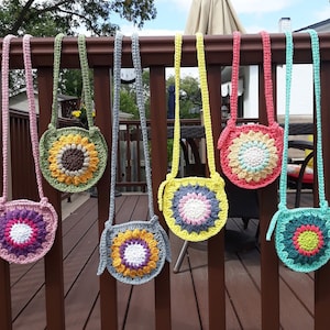 Custom Toddler Flower Purse, Girl Sunflower Crossbody Bag, Custom Order Girl Shoulder Tote, Boho Play Bag, Crochet Child Bag, Birthday Gift image 3