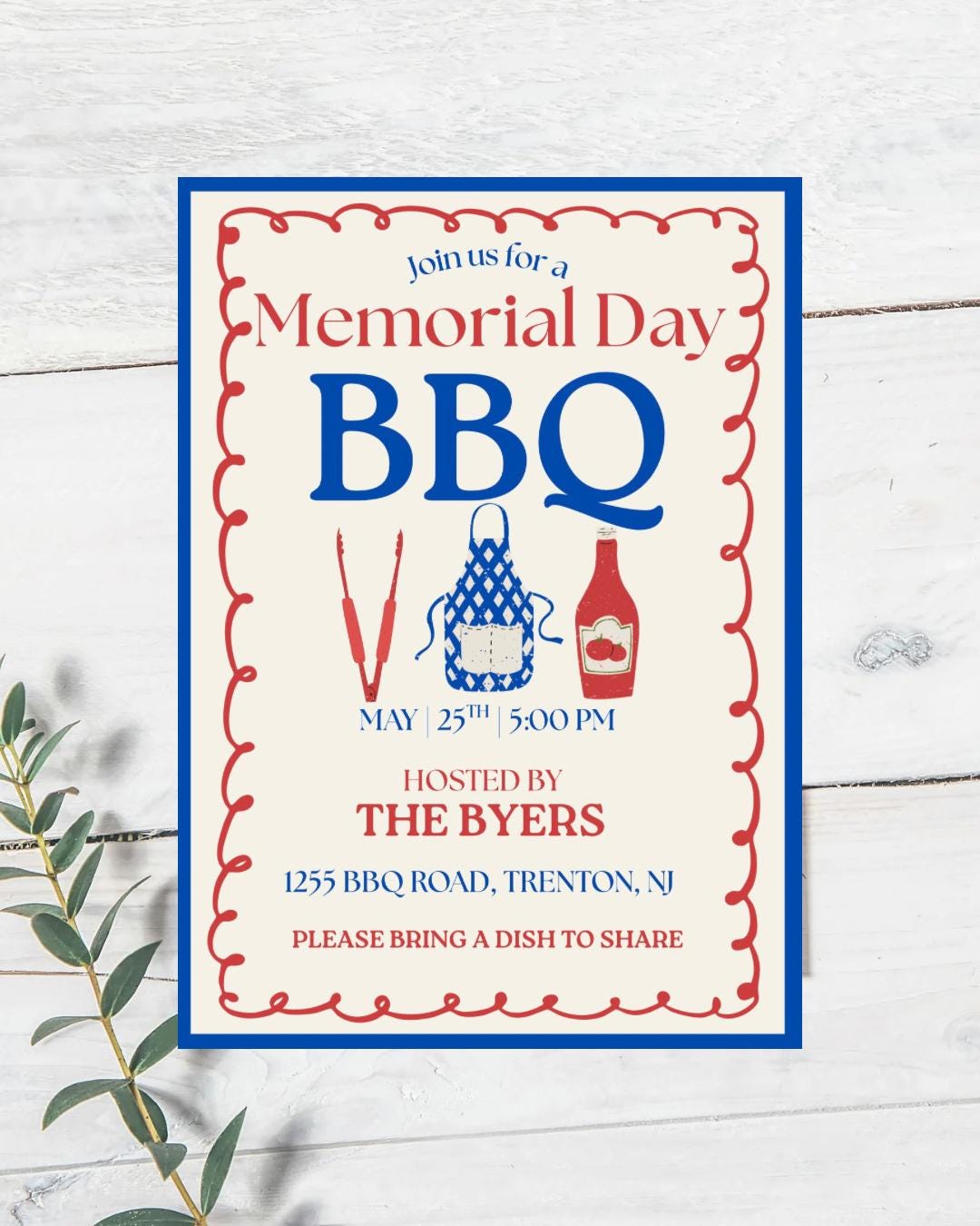 Memorial Day Barbecue Invitation | Editable Template (digital Download ...