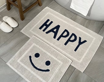 Happy - Bath Rugs - Handloom 100% Turkish Cotton