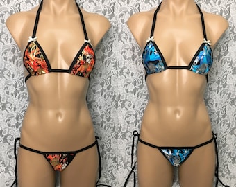 Skull cross bone gstring thong bikini stripper exotic
