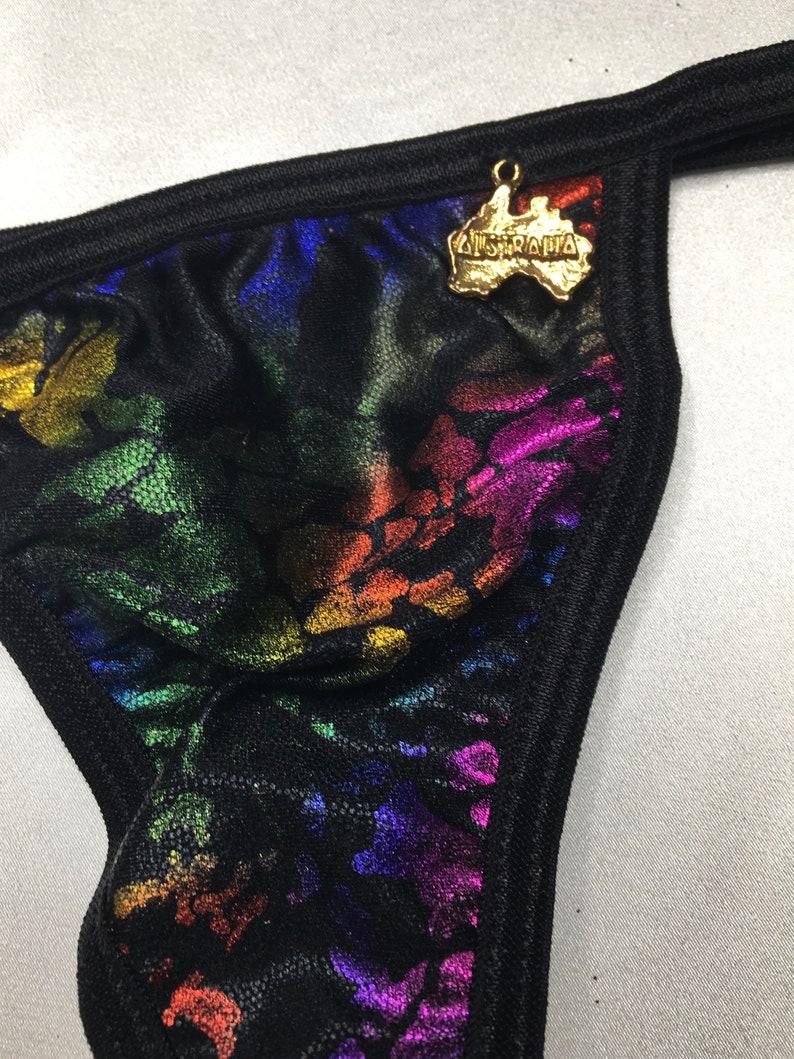 Rainbow Foil Velvet String Thong Bikini Set Exotic Stripper Etsy UK