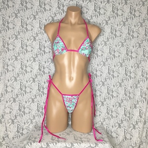Hot pink mint gstring thong bikini
