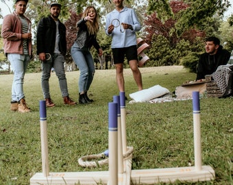 Juego de lanzamiento de aros gigantes con bolsa / ¡Tamaño enorme! / ¡Envío gratis! / Juego de madera para jardín, césped o terraza, ideal para toda la familia.