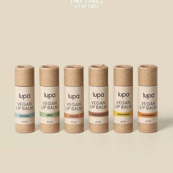 Vegan Lip Balm (Tall) - Organic Ingredients, Plastic-Free, Biodegradable, No Preservatives, Zero Additives, Handmade